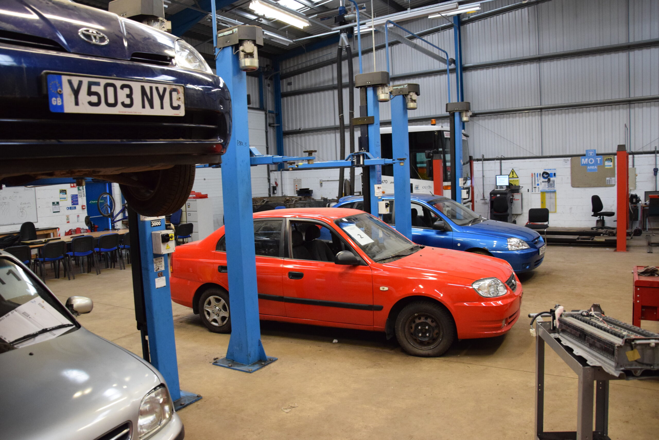 cars in the motor vehicle facilities