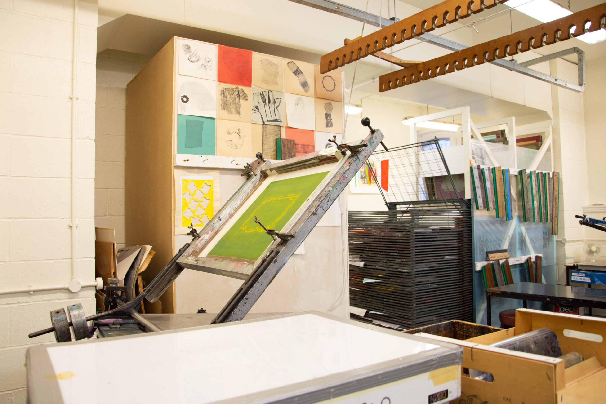 printmaking equipment in a room