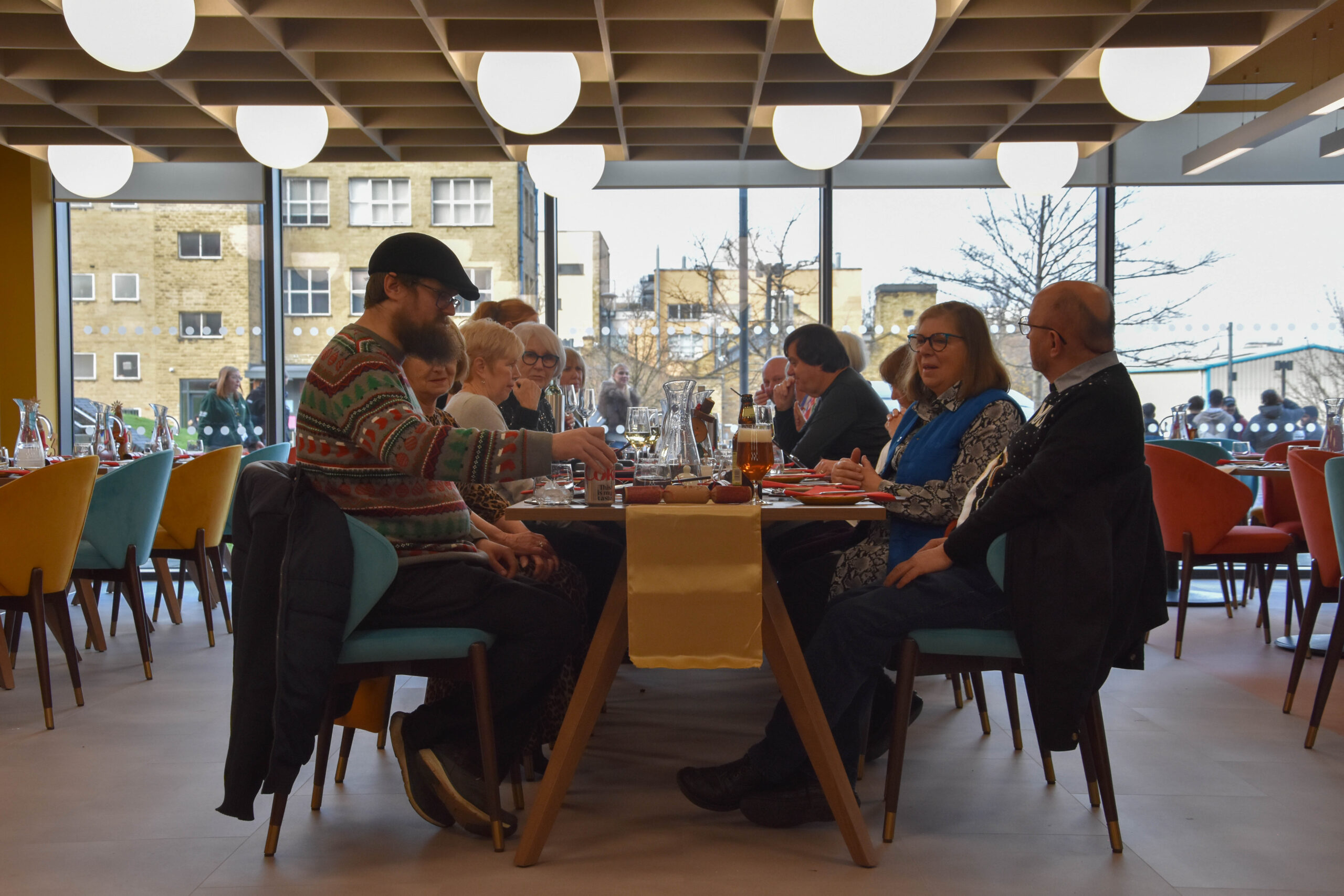 People sat at a table with drinks